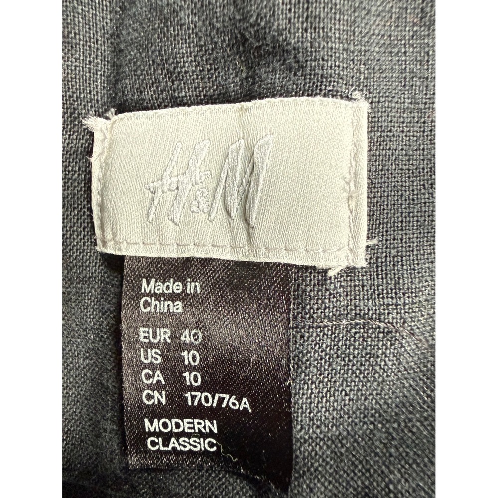 H&M Modern Classic Wide Leg Trousers Charcoal Grey/Black Size 10 linen - Picture 2 of 6